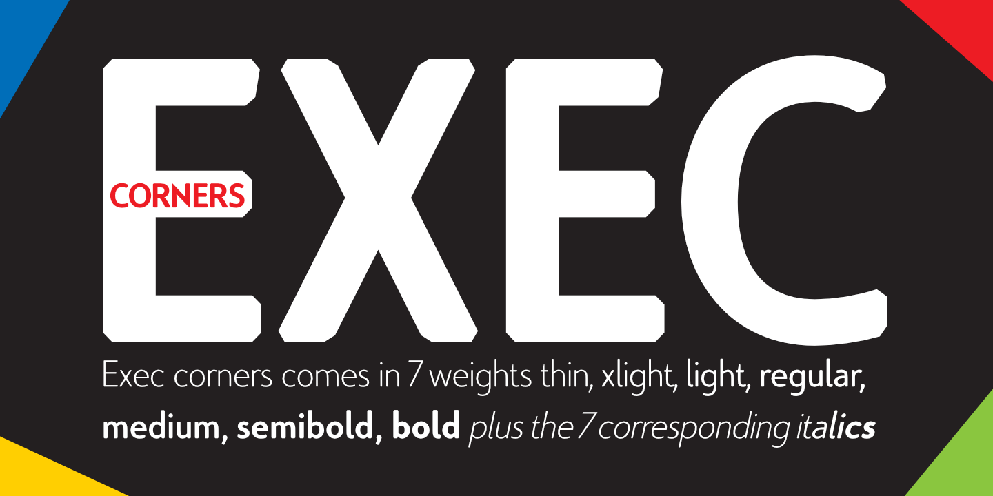 Exec Corners Thin Italic Font preview